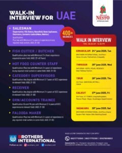 Nesto Group Walk-in Interviews for UAE: 400+ Vacancies in Kerala