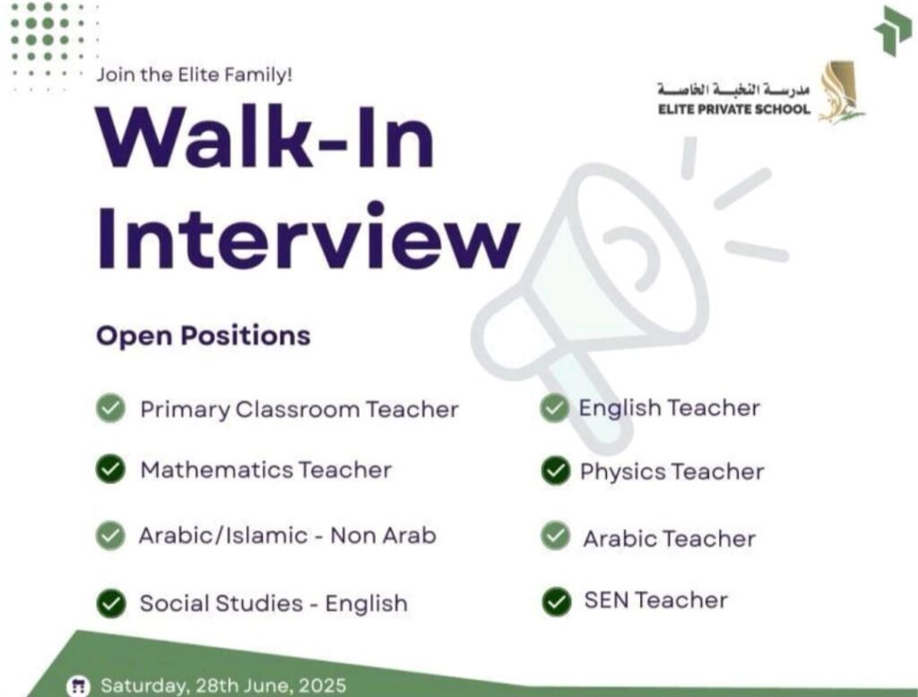 Elite Private School Walk in Interview in Abu Dhabi 2025