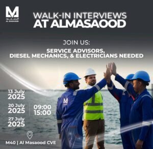 Walk-In Interviews at AI Masaood for Mechanics, Electricians & Service Advisors UAE 2025