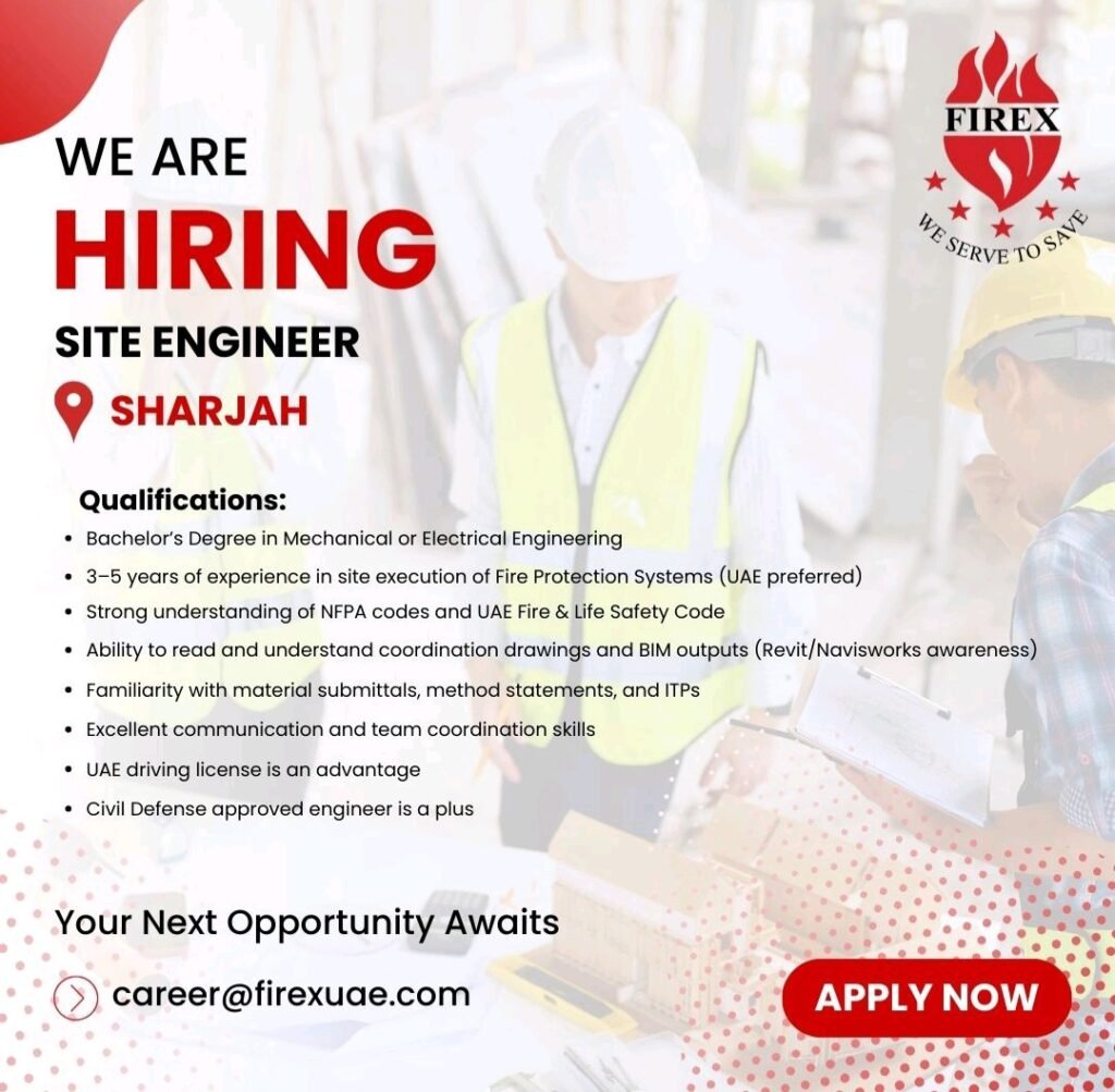 Job Opportunity at Leading Fire Fighting Company in FIREX Sharjah, UAE 2025 1 Fire Fighting Company in FIREX Sharjah, UAE