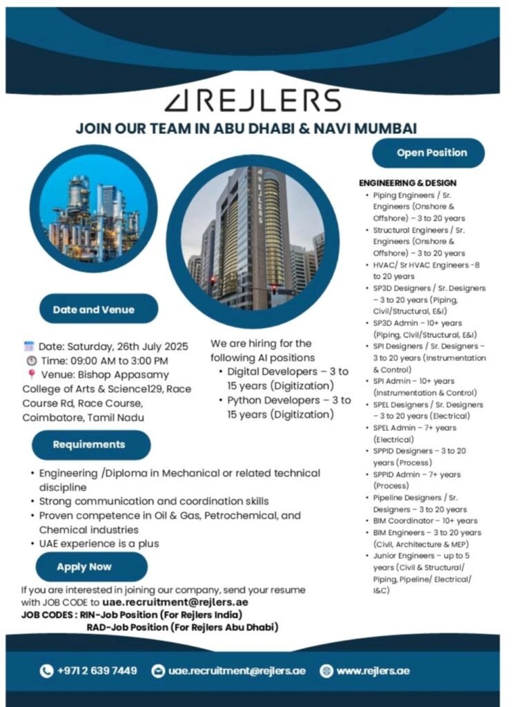 Land Your Dream Engineering Role: Rejlers Hiring in Abu Dhabi & Navi Mumbai 2025