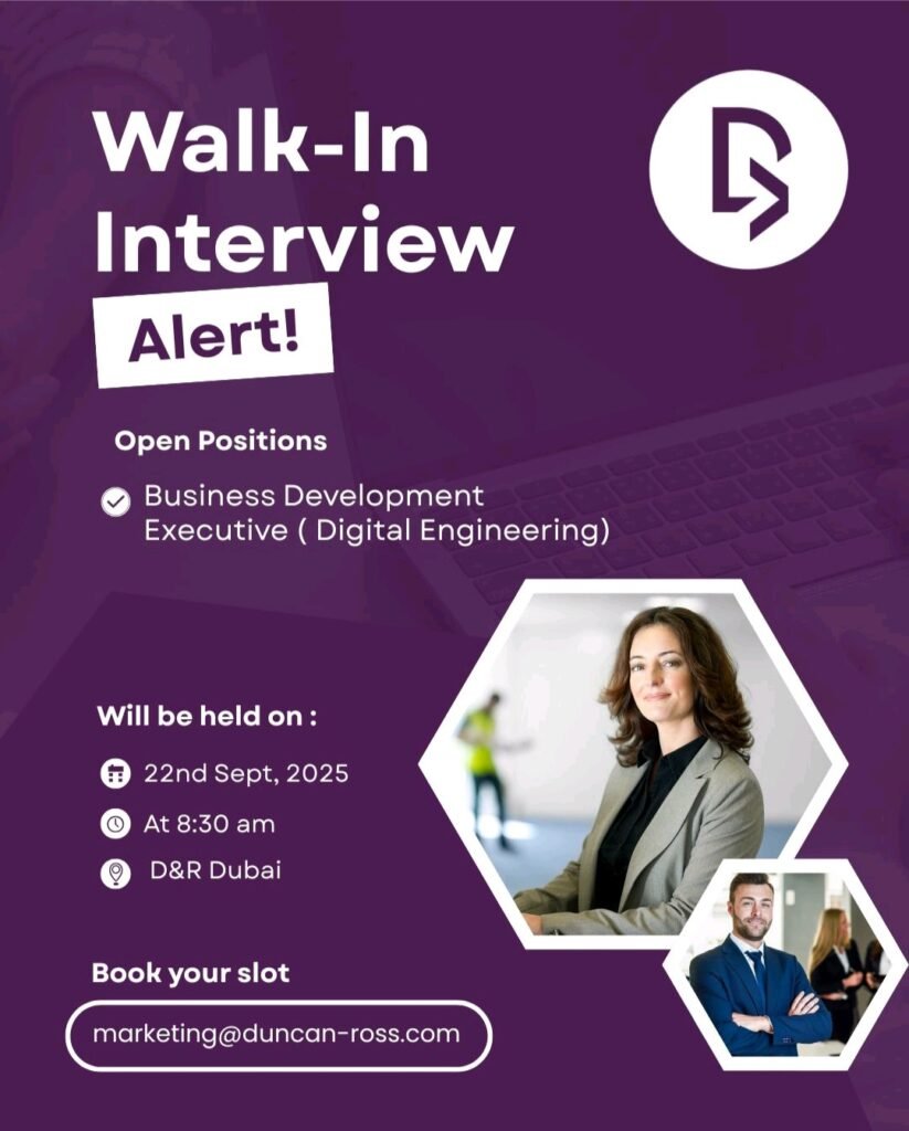 Walk-In Interview at Duncan & Ross: Your Gateway to a Digital Engineering Career in Dubai 1 Duncan and Ross walk in interview, Business Development Executive jobs Dubai, digital engineering careers UAE, walk in interview Dubai September 2025, sales jobs in Dubai, engineering consulting jobs, Duncan Ross careers, hiring in Dubai, business development executive digital engineering, UAE jobs 2025, The DR Way, global consulting firms Dubai.
