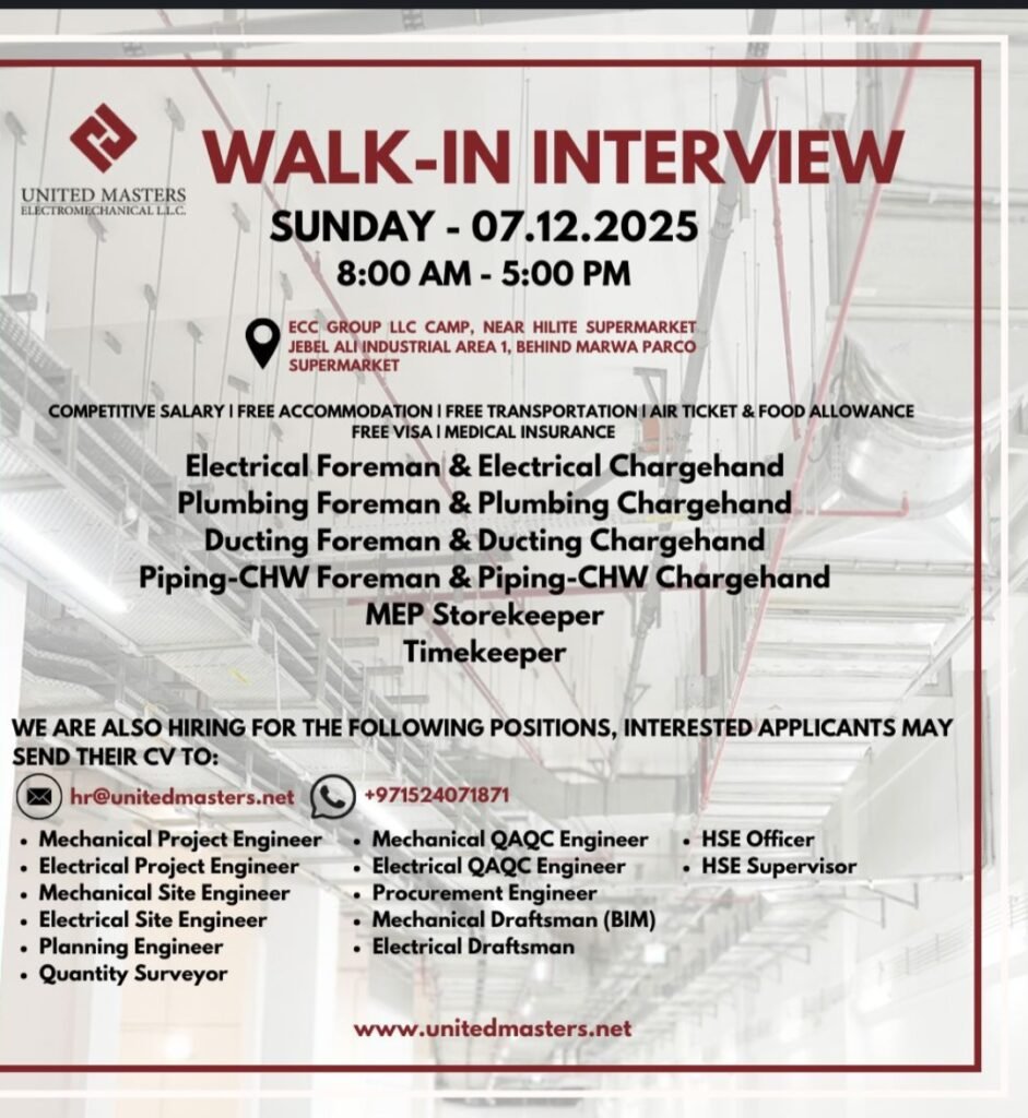 Join United Masters Electromechanical's Dynamic Team in the UAE 2025: Dates, Venues, and Key Details 1 Join United Masters Electromechanical's Dynamic Team in the UAE 2025: Dates, Venues, and Key Details