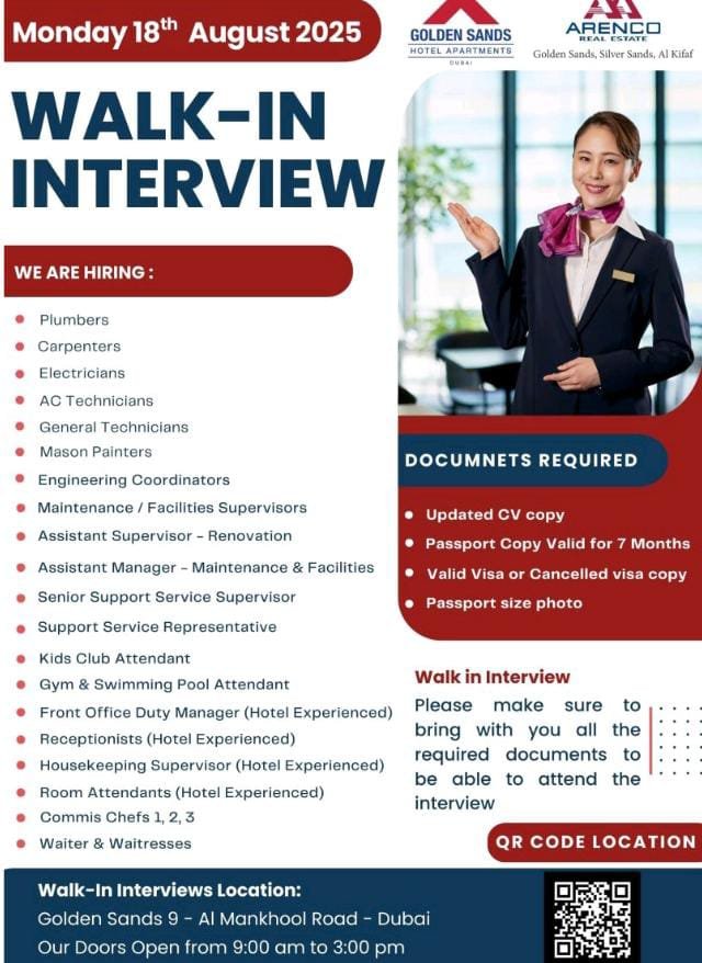 Your Chance to Shine: Golden Sands Hotel Apartments Hosts Massive Walk-In Interviews in Dubai