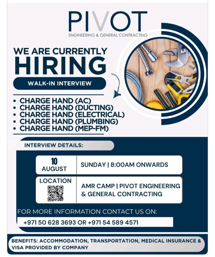 Unlock Your Career in Engineering: PIVOT’s Walk-In Interviews for Charge Hands 2025 1 Unlock Your Career in Engineering: PIVOT’s Walk-In Interviews for Charge Hands