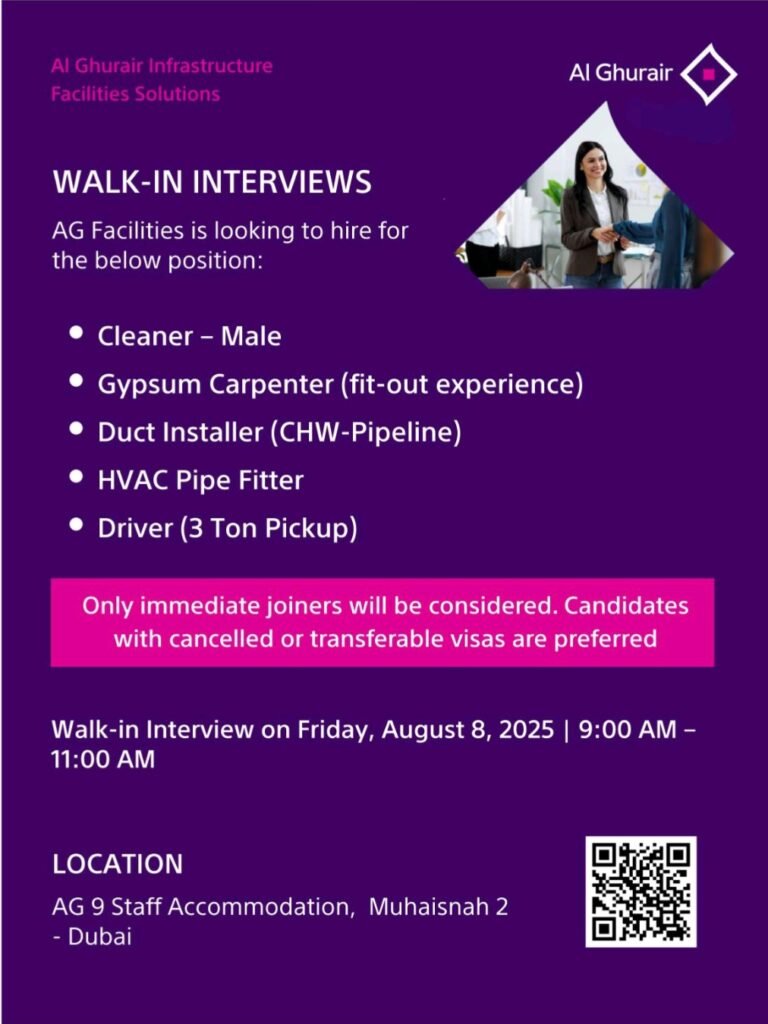 Your Chance to Build a Career in Dubai: AG Facilities Walk-In Interviews 2025 1 Your Chance to Build a Career in Dubai: AG Facilities Walk-In Interviews 2025
