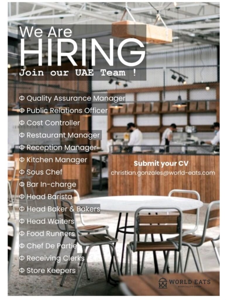 World Eats Group UAE Hiring: Exciting Job Opportunities in Hospitality 1 World Eats Group UAE Hiring: Exciting Job Opportunities in Hospitality