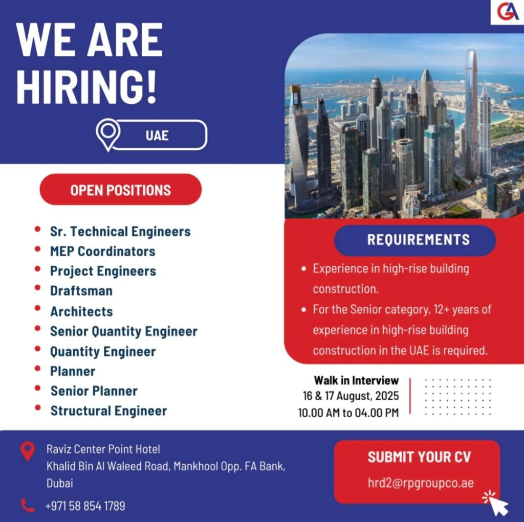 GAC UAE Hiring 2025: Walk-in Interviews  In UAE