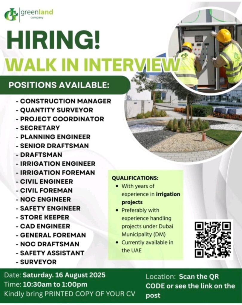 Walk-In Interviews at Green Land Company 2025 