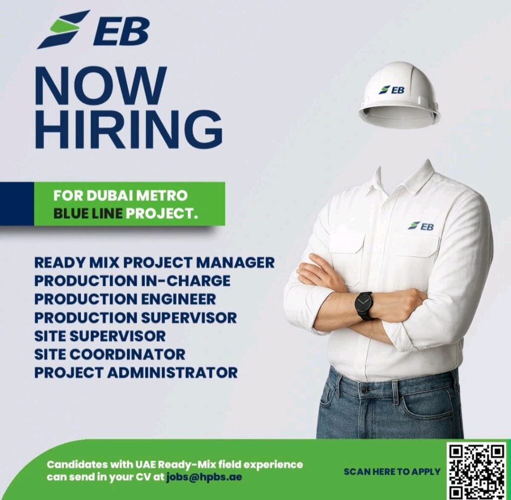 Emirates Beton (EB) Hiring for Dubai Metro Blue Line Project 2025