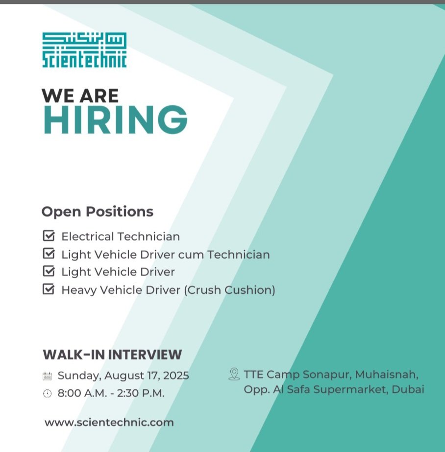 Scientechnic Walk in Interview in Dubai 2025 1 Scientechnic Walk in Interview in Dubai 2025