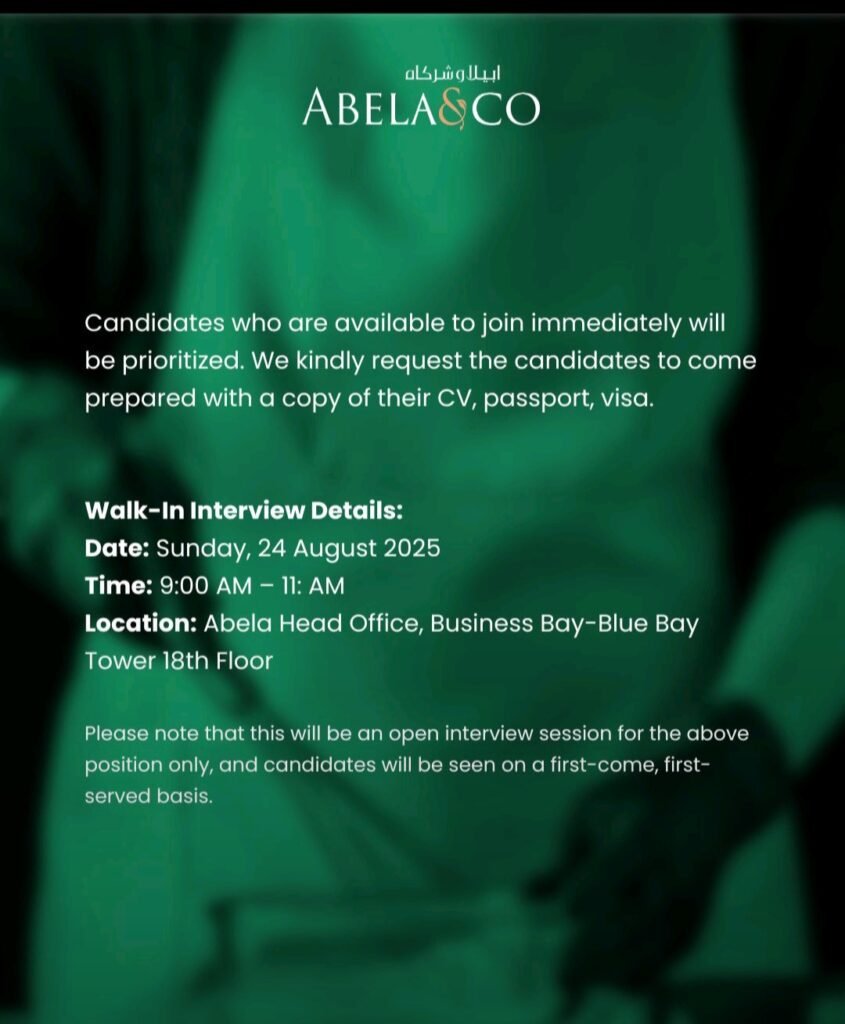 Land Your Dream Hospitality Job in Dubai: Abela&CO Walk-In Interviews 2 Land Your Dream Hospitality Job in Dubai: Abela&CO Walk-In Interviews