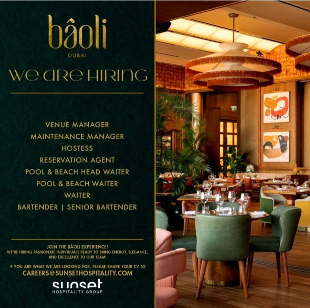 Join the Bāoli Dubai Team: We Are Hiring for the New Season!