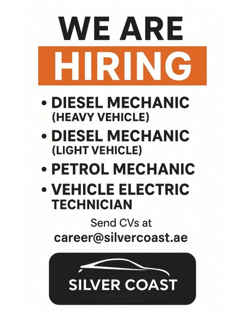 Silver Coast is Hiring: Multiple Mechanic & Technician Roles in the UAE