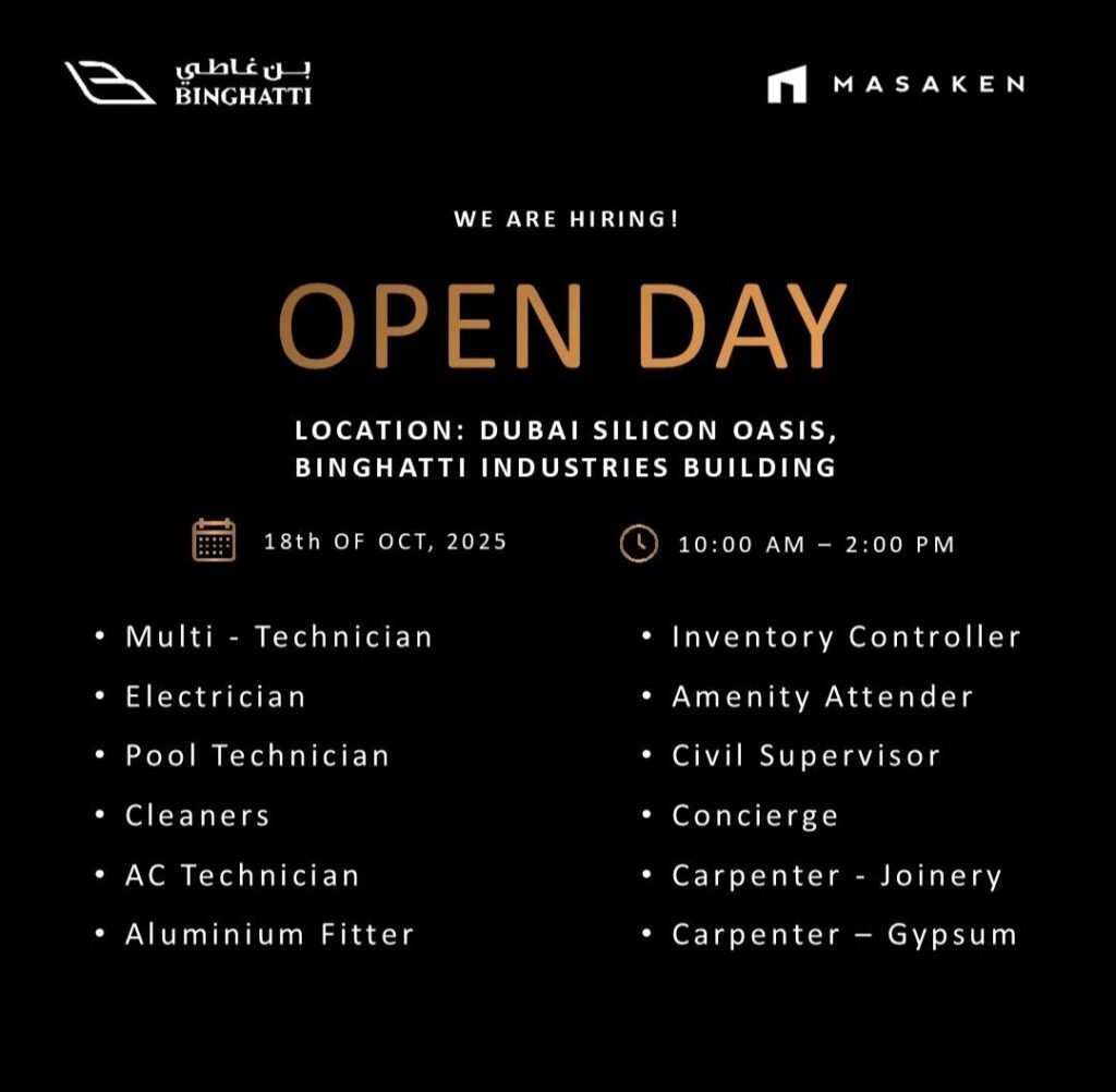 Land Your Dream Job in Dubai: BINGHATTI Open Day for Facility Management Professionals