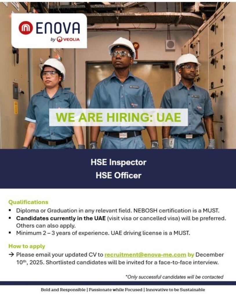Unlock Your Career as an HSE Inspector with Enova by Veolia in Dubai 2025 1 Unlock Your Career as an HSE Inspector with Enova by Veolia in Dubai 2025