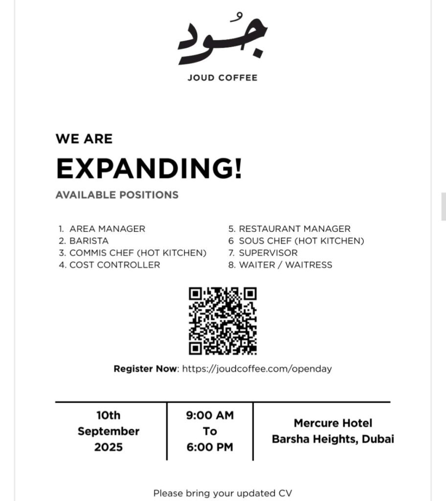 Joud Coffee is Hiring in Dubai: Brew Your Career in Hospitality 1 Joud Coffee is Hiring in Dubai