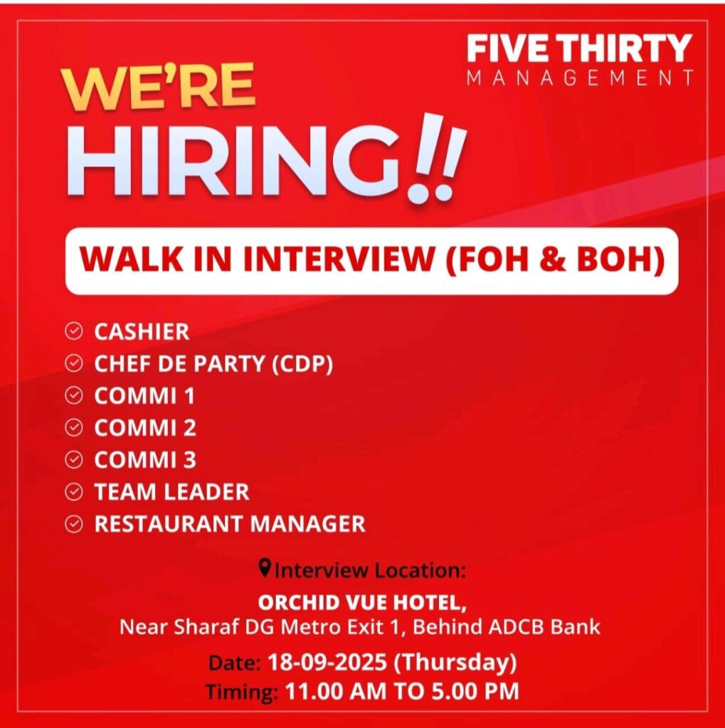 Five Thirty Management Walk in Interview in Dubai 2025