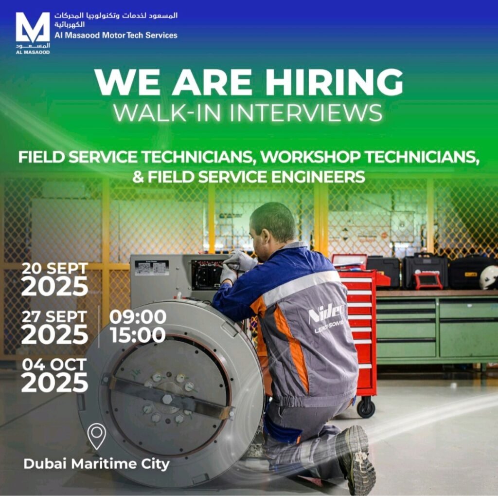 AI Masaood Motor Tech Services Hosts Open Day Hiring in Dubai: Walk-In Interviews for Technicians and Engineers 1 AI Masaood Motor Tech Services Hosts Open Day Hiring in Dubai