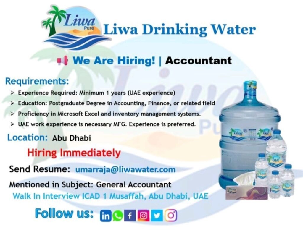 Liwa Drinking Water Purification Factory Latest Job Openings 2025