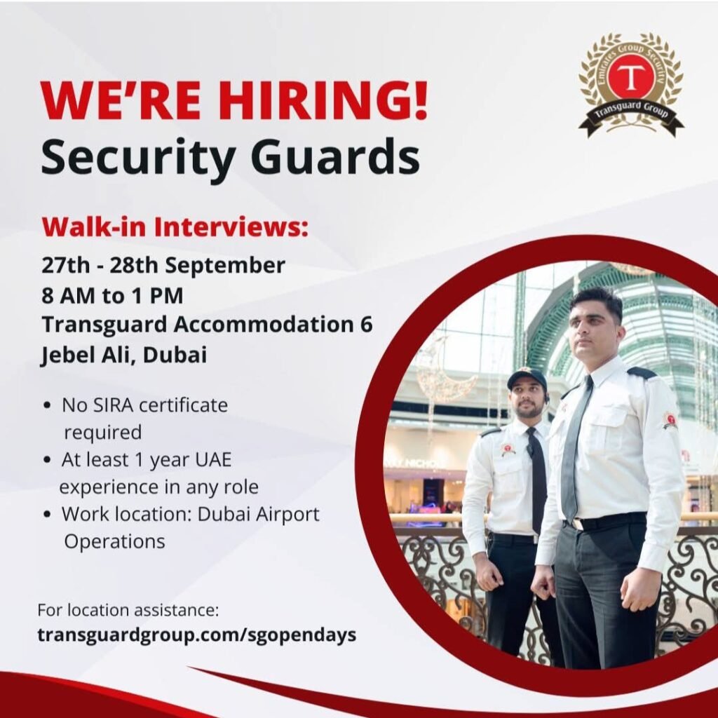 Land a Security Guard Job at Dubai Airport: No SIRA Certificate Required Transguard Group 1 Land a Security Guard Job at Dubai Airport: No SIRA Certificate Required Transguard Group