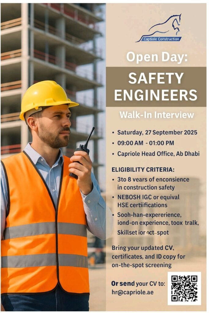 Land Your Next Role: Capriole Construction Hosts Open Day for Safety Engineers in Abu Dhabi 1 Capriole Construction Hosts Open Day for Safety Engineers in Abu Dhabi