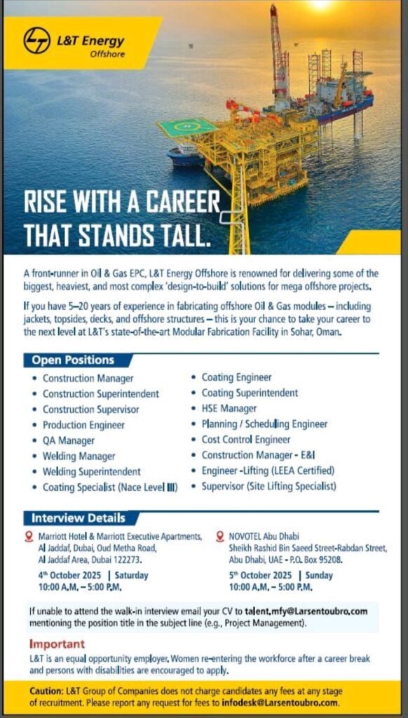 L&T Energy Walk in Interview in Dubai & Abu Dhabi