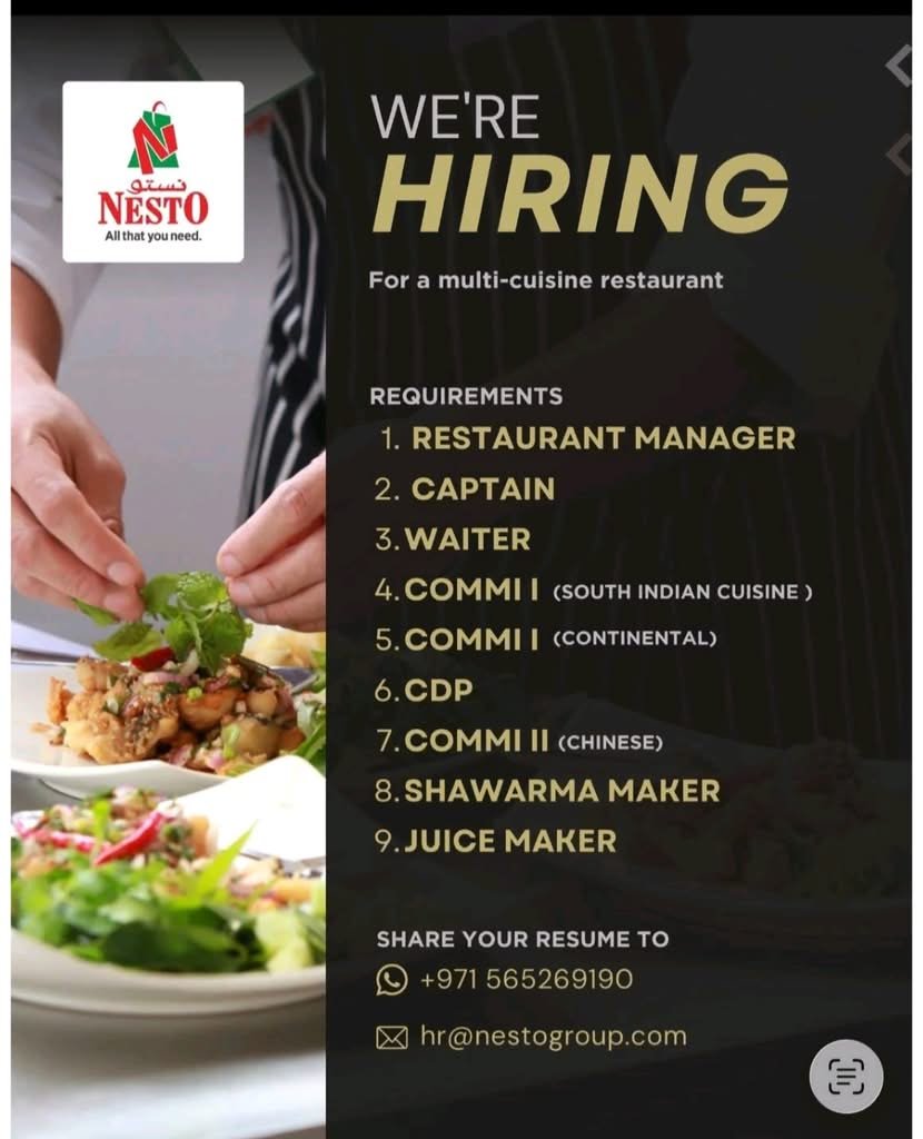 Nesto Group Restaurant Careers UAE 2026 | Latest Restaurant Jobs in UAE
