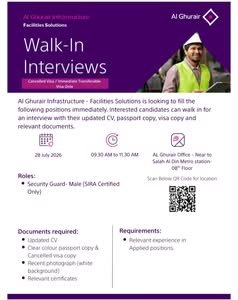 Al Ghurair Infrastructure Walk-In Interview 2026 for Security Guard Jobs in Dubai 1 Al Ghurair Infrastructure Walk-In Interview 2026 for Security Guard Jobs in Dubai