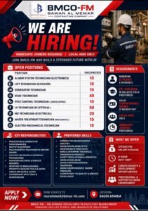BMCO-FM Jobs in Saudi Arabia 2026 – Latest Technician Vacancies