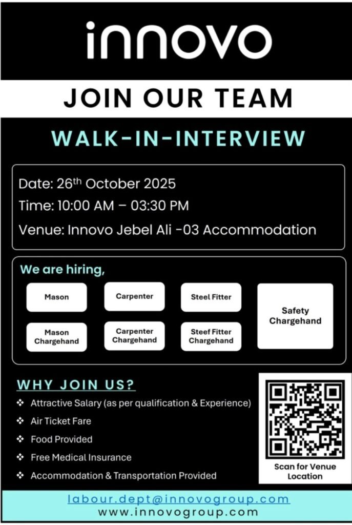 Your Chance to Build a Career in Dubai: Innovo Group Hosts Walk-In Interviews