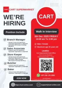 Cart Supermarket Walk in Interviews in Dubai 2025