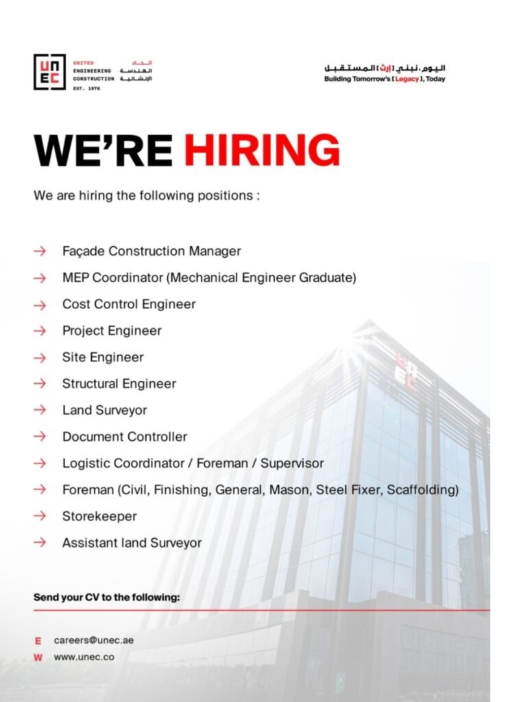 United Engineering Construction Recruitment in Dubai