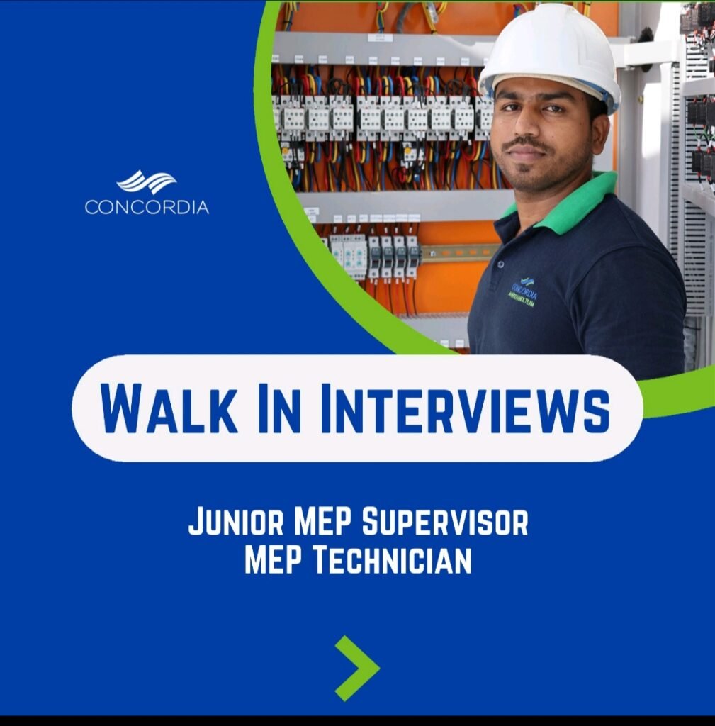 Concordia DMCC Announces Walk-In Interviews for MEP Professionals in Dubai 2026 1 Concordia DMCC Announces Walk-In Interviews