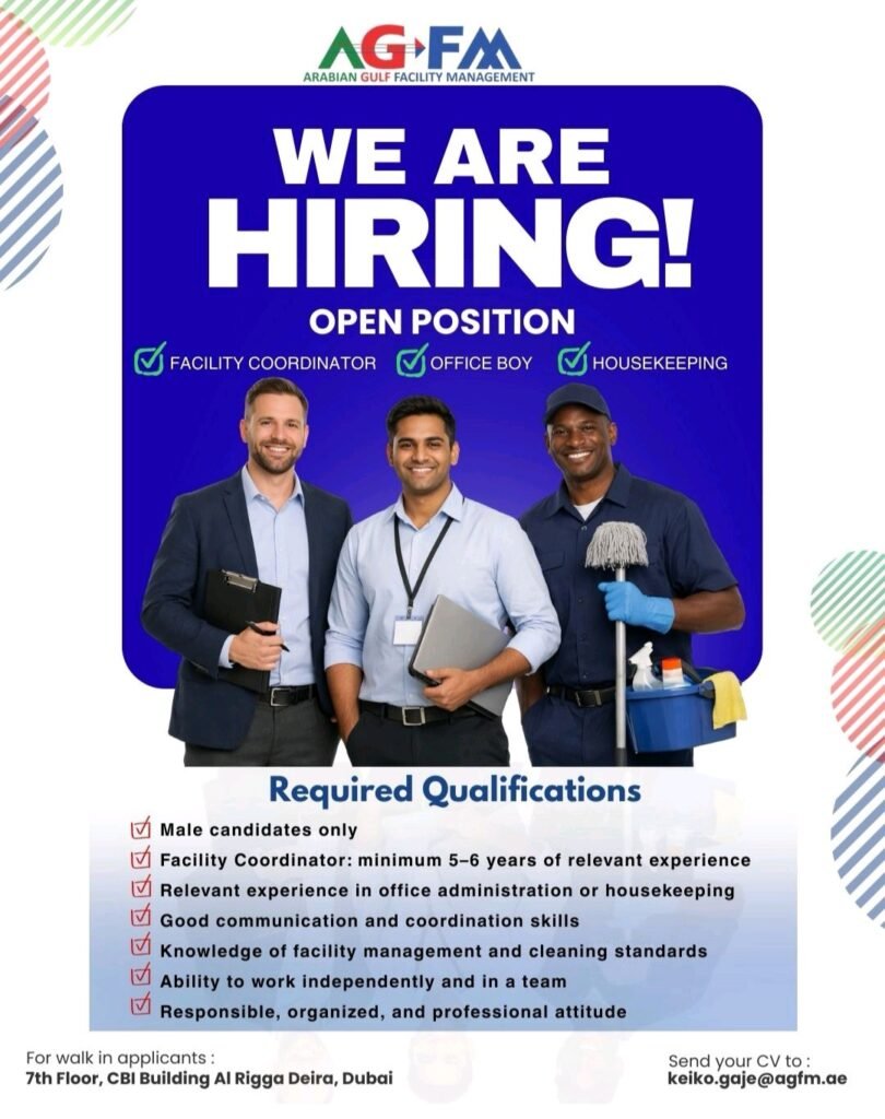 AGFM is Hiring Now! Looking for a Rewarding Career in UAE? 1 Arabian Gulf Facility Management LLC (AGFM)
