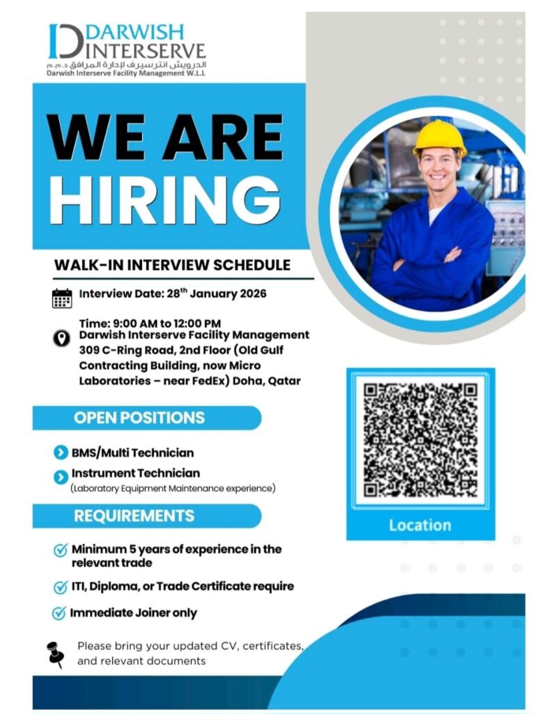 Join Darwish Interserve: Walk-In Interviews for Skilled Technicians in Qatar 2026 1 Darwish Interserve