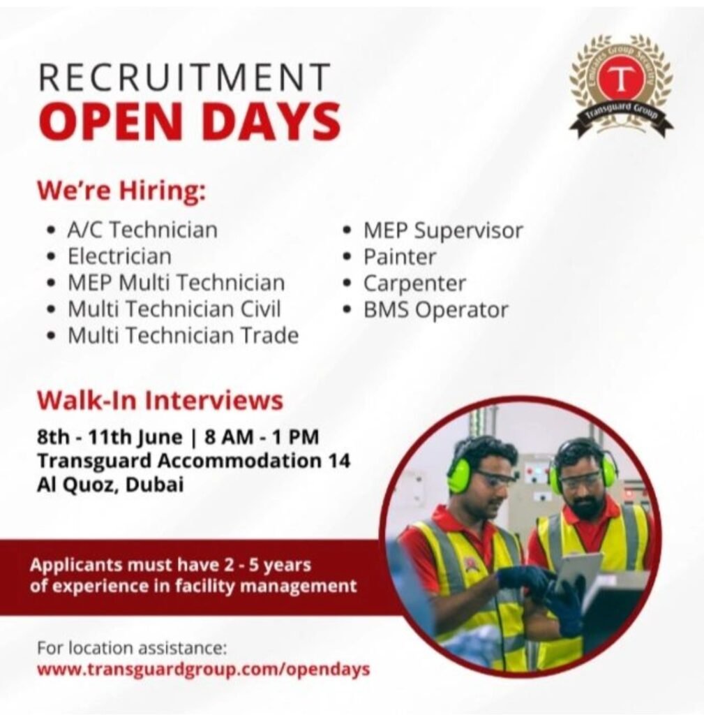 Transguard Group Walk-In Interview 2026 in Dubai – Facilities Management Jobs Open Days