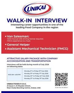 Unikai Foods Walk-In Interview 2026 – Latest UAE Job Vacancies 1 Unikai Foods Walk-In Interview 2026 – Latest UAE Job Vacancies