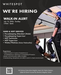 Whitespot Walk-In Interview 2026 | Latest Dubai Jobs for Housekeeping, MEP & Hospitality Staff 1 Whitespot Walk-In Interview 2026 | Latest Dubai Jobs for Housekeeping, MEP & Hospitality Staff