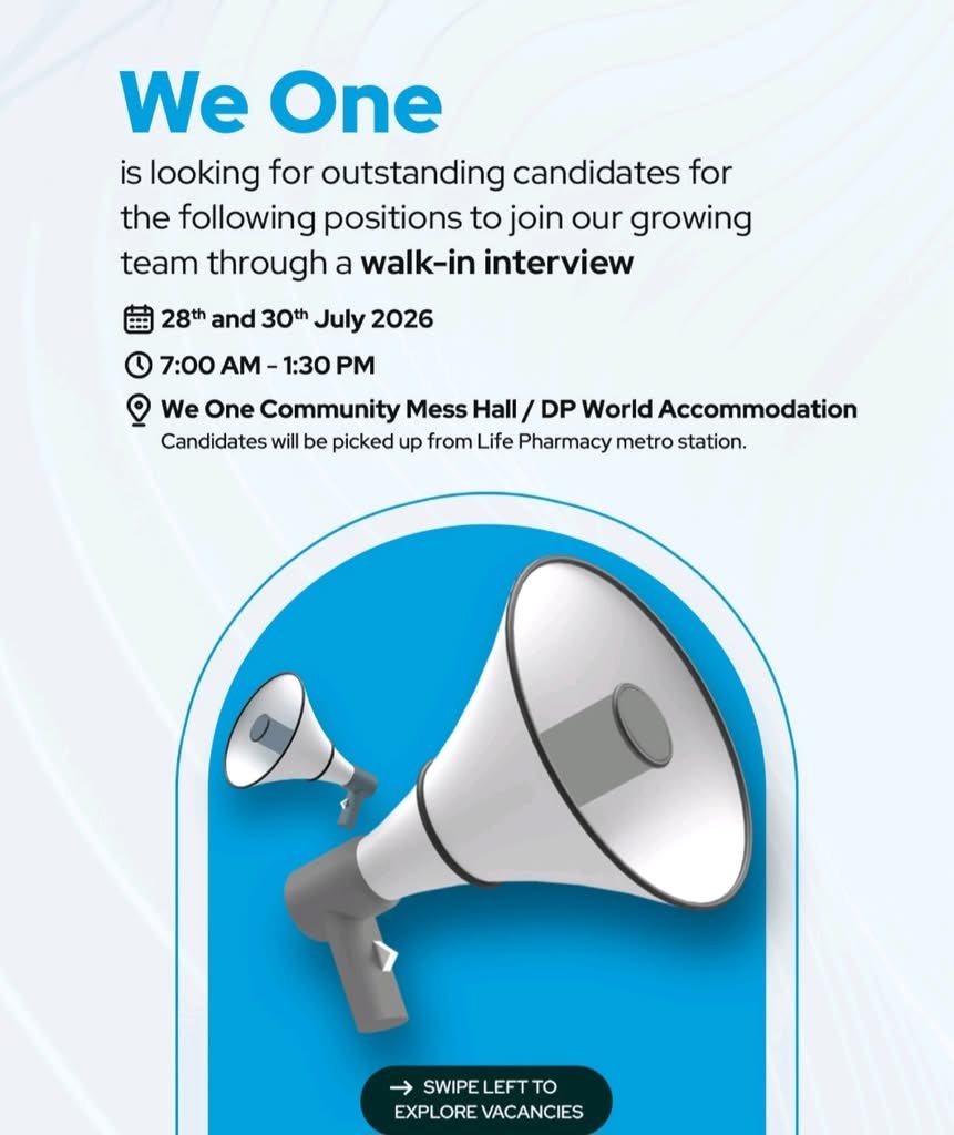 We One Walk-In Interview 2026 in UAE | Latest We One Jobs