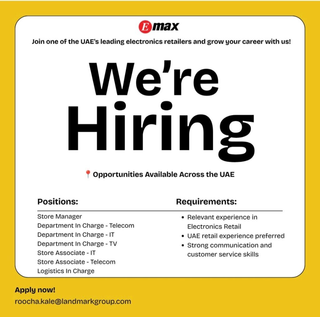 Emax UAE Jobs: Latest Retail Vacancies Across the UAE