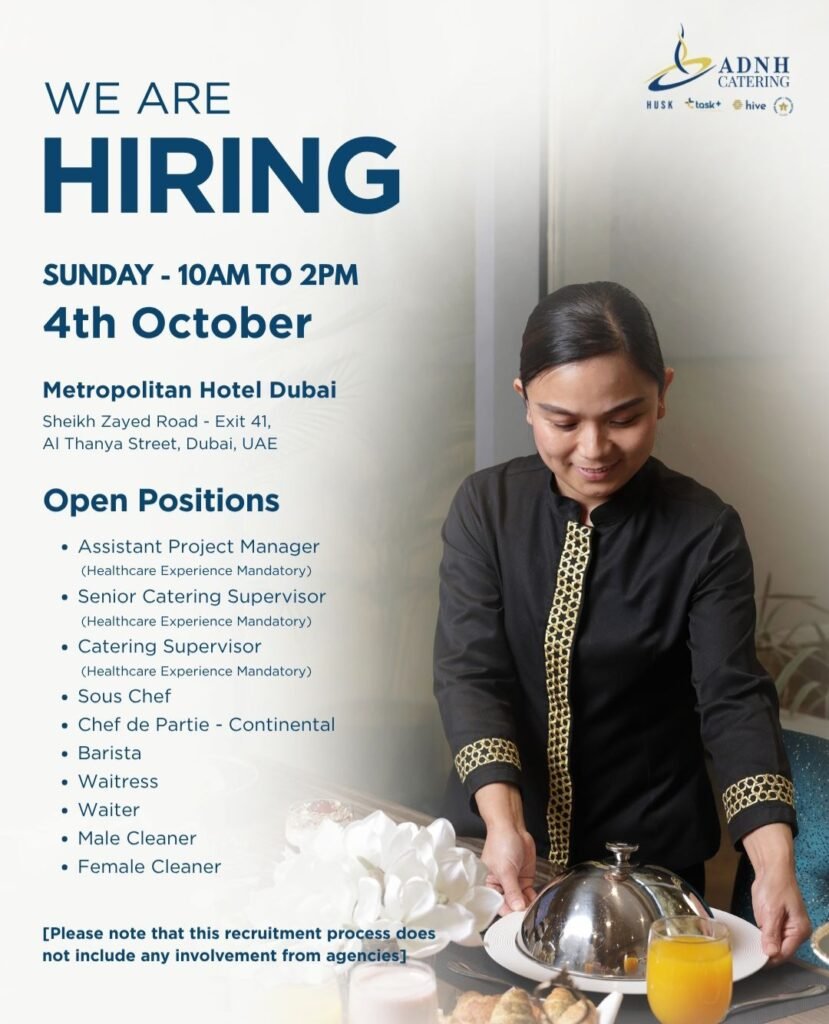 ADNH Catering Jobs in Dubai – Walk-In Interview on 4 October 2026