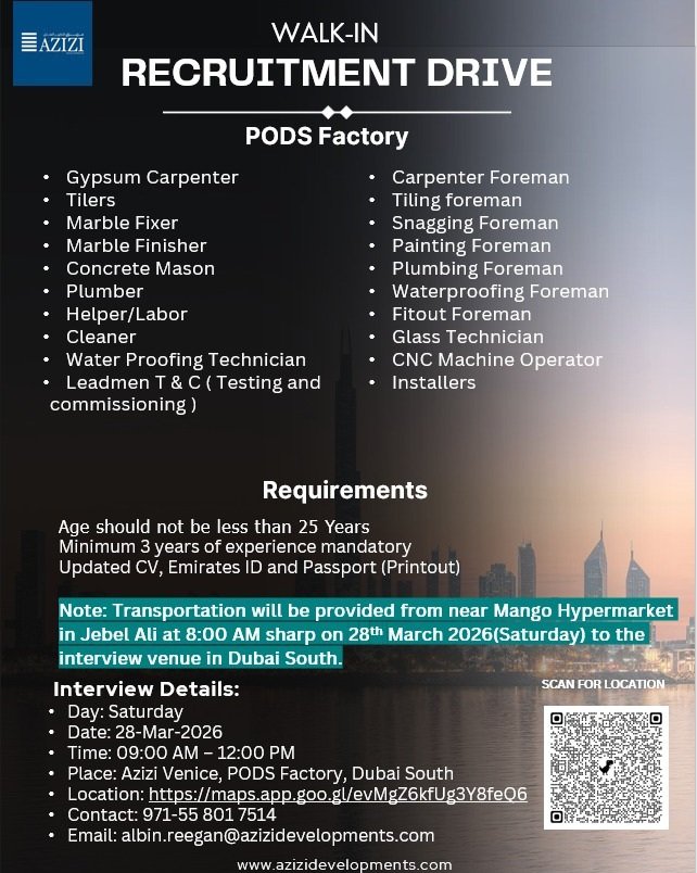 Join the Future of Construction: Walk-In Interviews at POD’s Factory in Dubai 2026 1 Join the Future of Construction: Walk-In Interviews at POD’s Factory in Dubai 2026