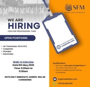 Snowline Facility Management Walk-In Interview in UAE – May 2026 1 Snowline Facility Management Walk-In Interview in UAE – May 2026