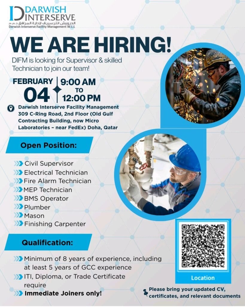 Darwish Interserve Facility Management Announces Walk-in Interviews for Supervisors and Technicians in Doha 2026 1 Darwish Interserve Facility Management