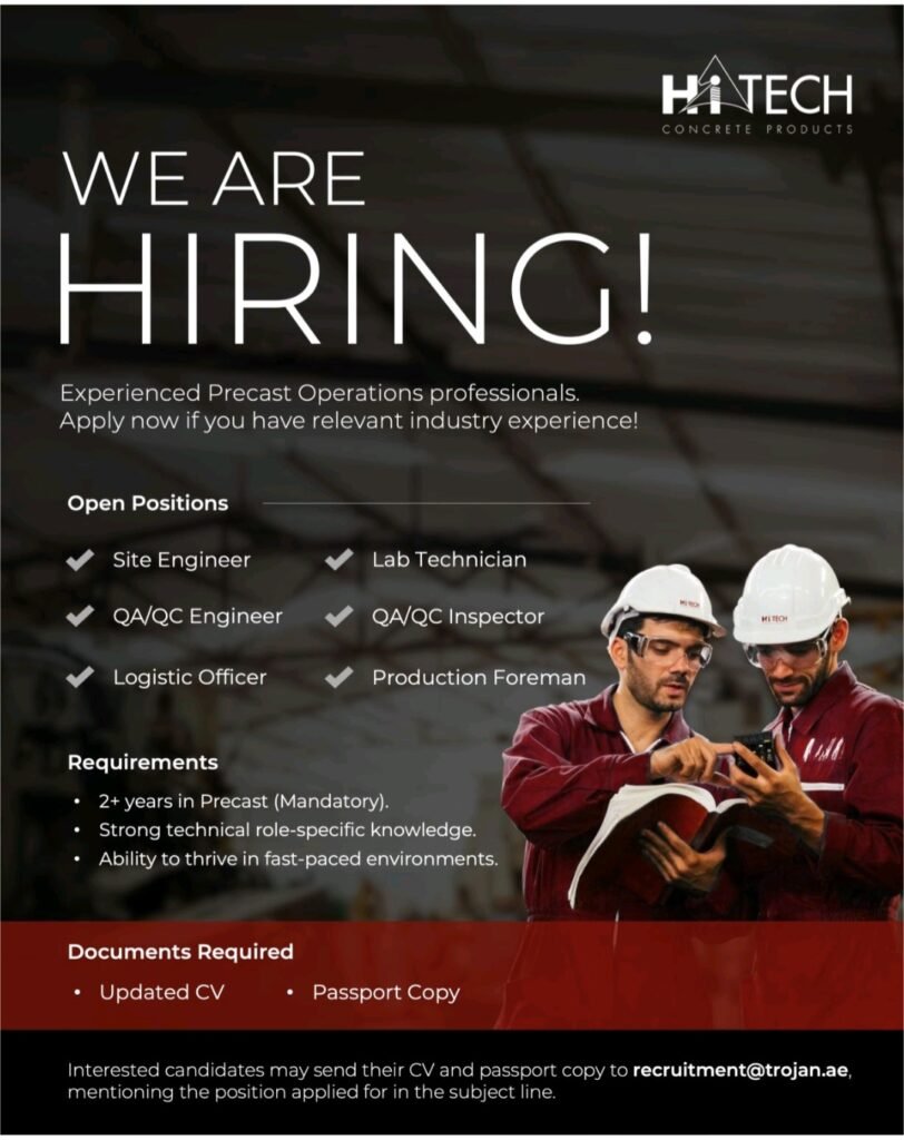 Trojan Construction Group is Hiring: Explore Precast Careers in the UAE 2026 1 Trojan Construction Group