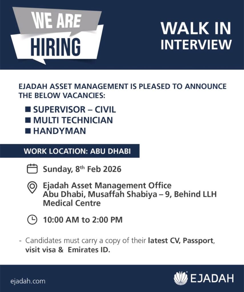 Ejadah Hosts Walk-In Interviews in Abu Dhabi 2026 1 Ejadah Asset Management