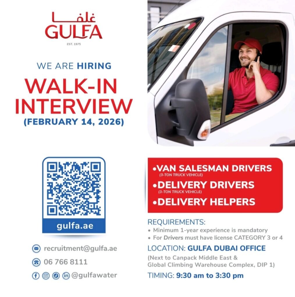 Join Gulfa's Team: Walk-In Interview for Drivers and Helpers in Dubai 2026 1 Gulfa Mineral Water and Processing Ltd