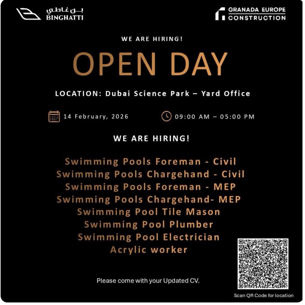Binghatti Careers Open Day 2026: Join the Swimming Pool Division in Dubai 1 Binghatti