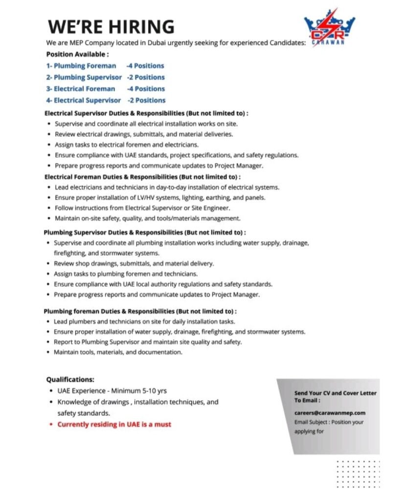 Exciting MEP Career Opportunities in Dubai: Join Carawan Electrical & Mechanical 1 Carawan Electrical & Mechanical